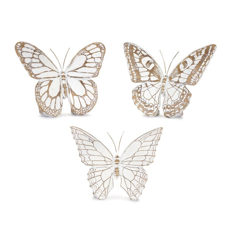 White Resin Standing Butterfly