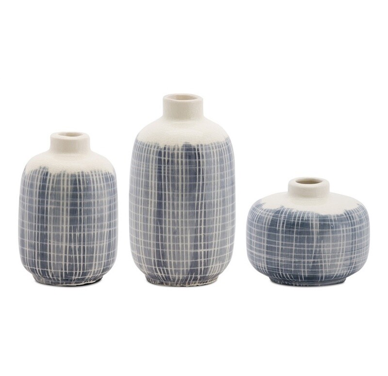 Navy &amp; White Glazed Vase