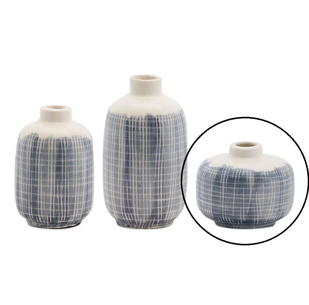 Navy &amp; White Glazed Vase, Size: Small