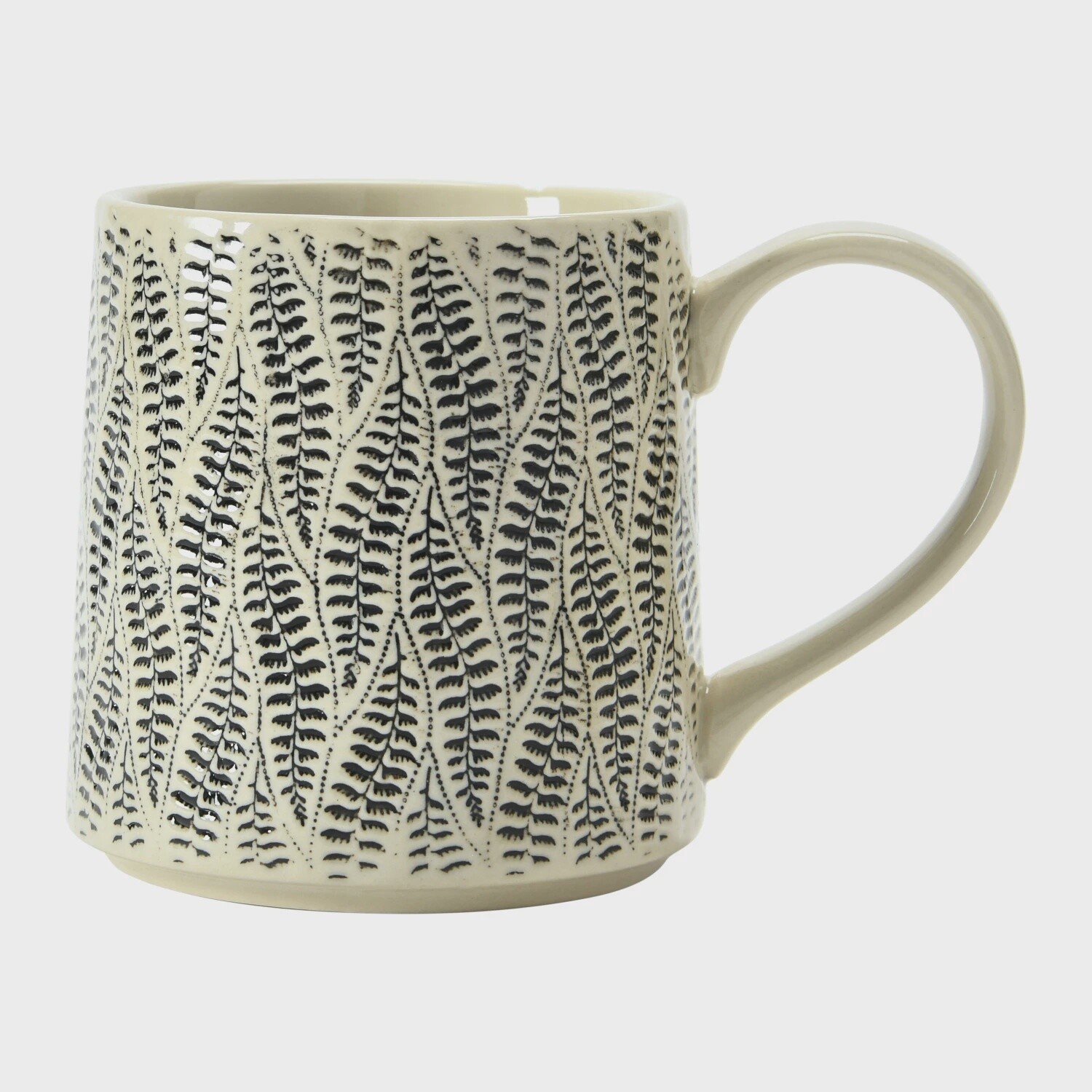 Black &amp; Cream Stoneware Mug, Pattern: Style A