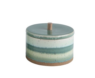 Round Stoneware Box - Avocado