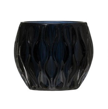 Heavy Glass Candle Holder, Color: Navy