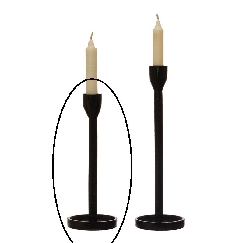 Black Cast Iron Candlestick, Size: 10&quot;