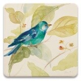 Bird in a Tree Coaster - Square, Style: Teal Bird A