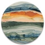 Watercolor Coaster - Round, Style: Sunrise