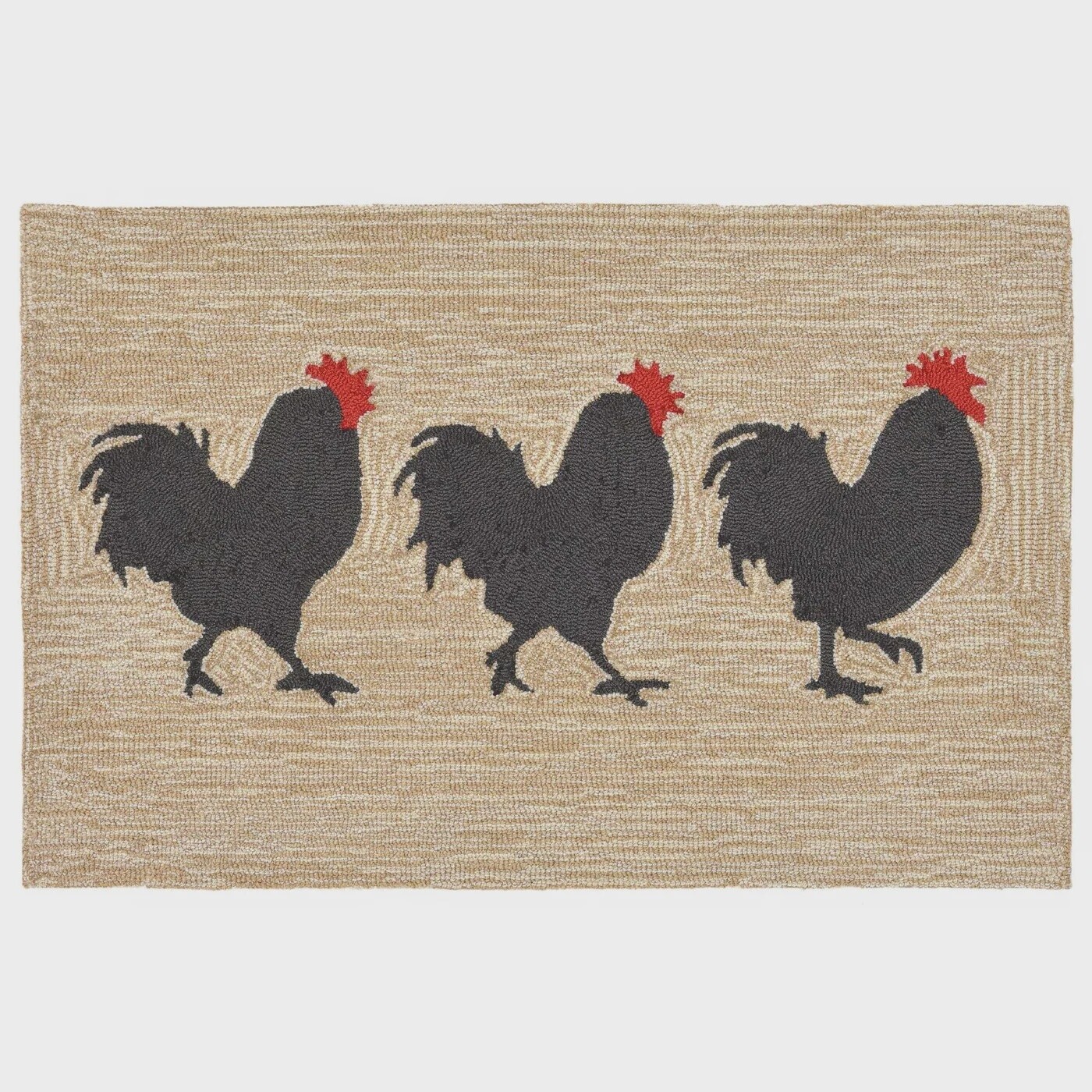Roosters Neutral Indoor/Outdoor Rug 2&#39;x3&#39;