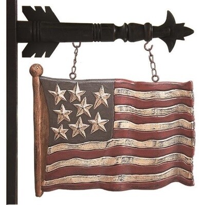 Carved Flag Hanging Sign