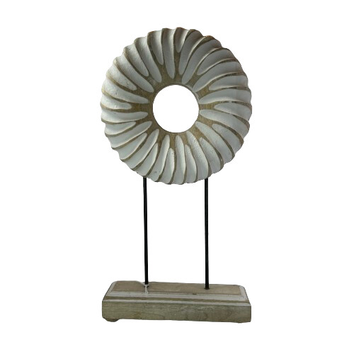 Carved White Wood Circle Decor