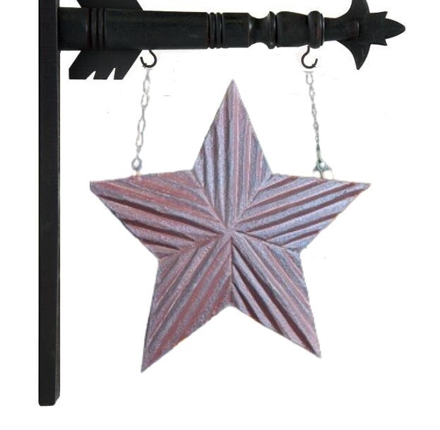 Burgundy Carved Star Hanging Sign