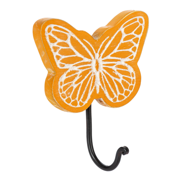 Painted Wood Butterfly Hook, Color: orange