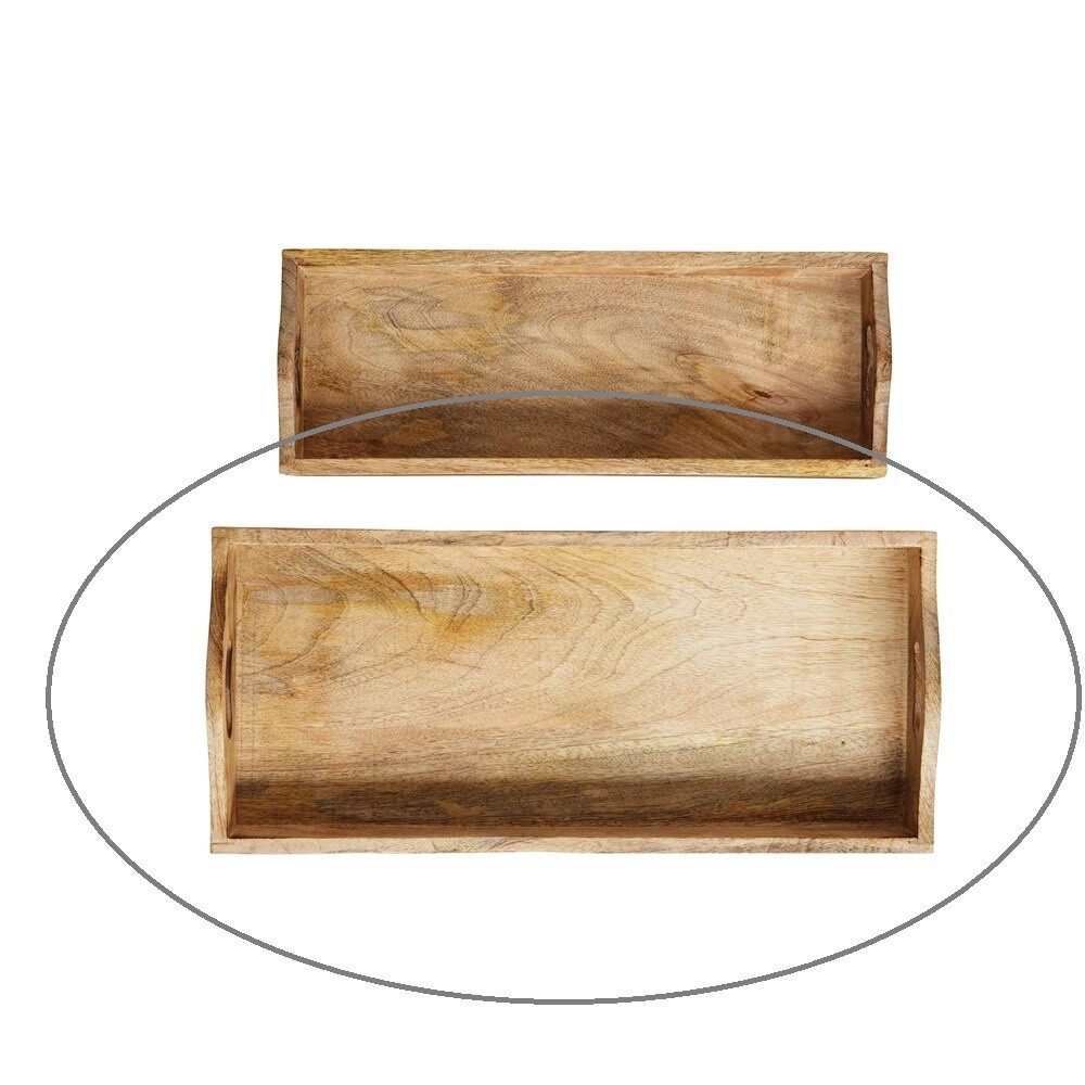 Rectangular Mango Wood Tray, Size: Large