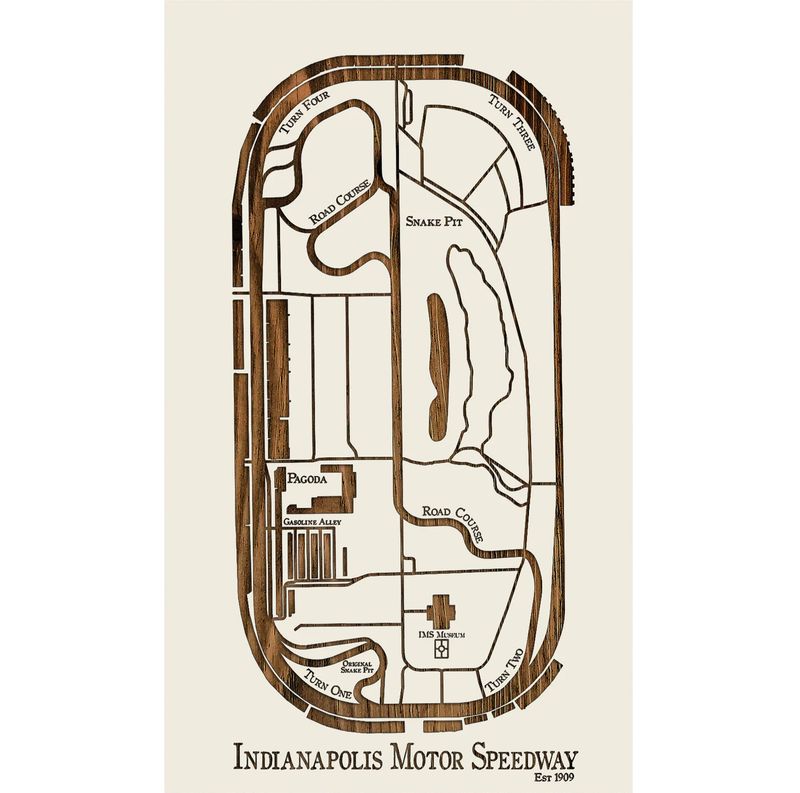 Indianapolis Motor Speedway IMS Wood Map