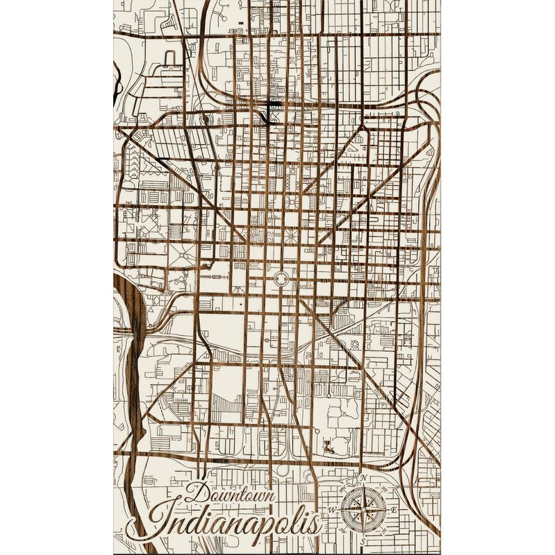 Downtown Indy Wood Map