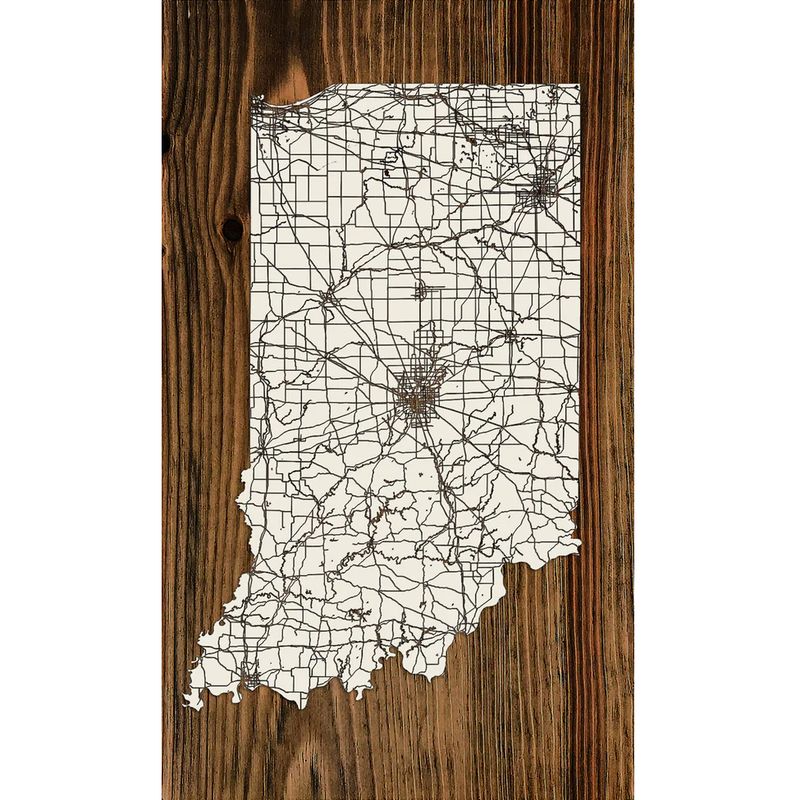 State of Indiana Wood Map
