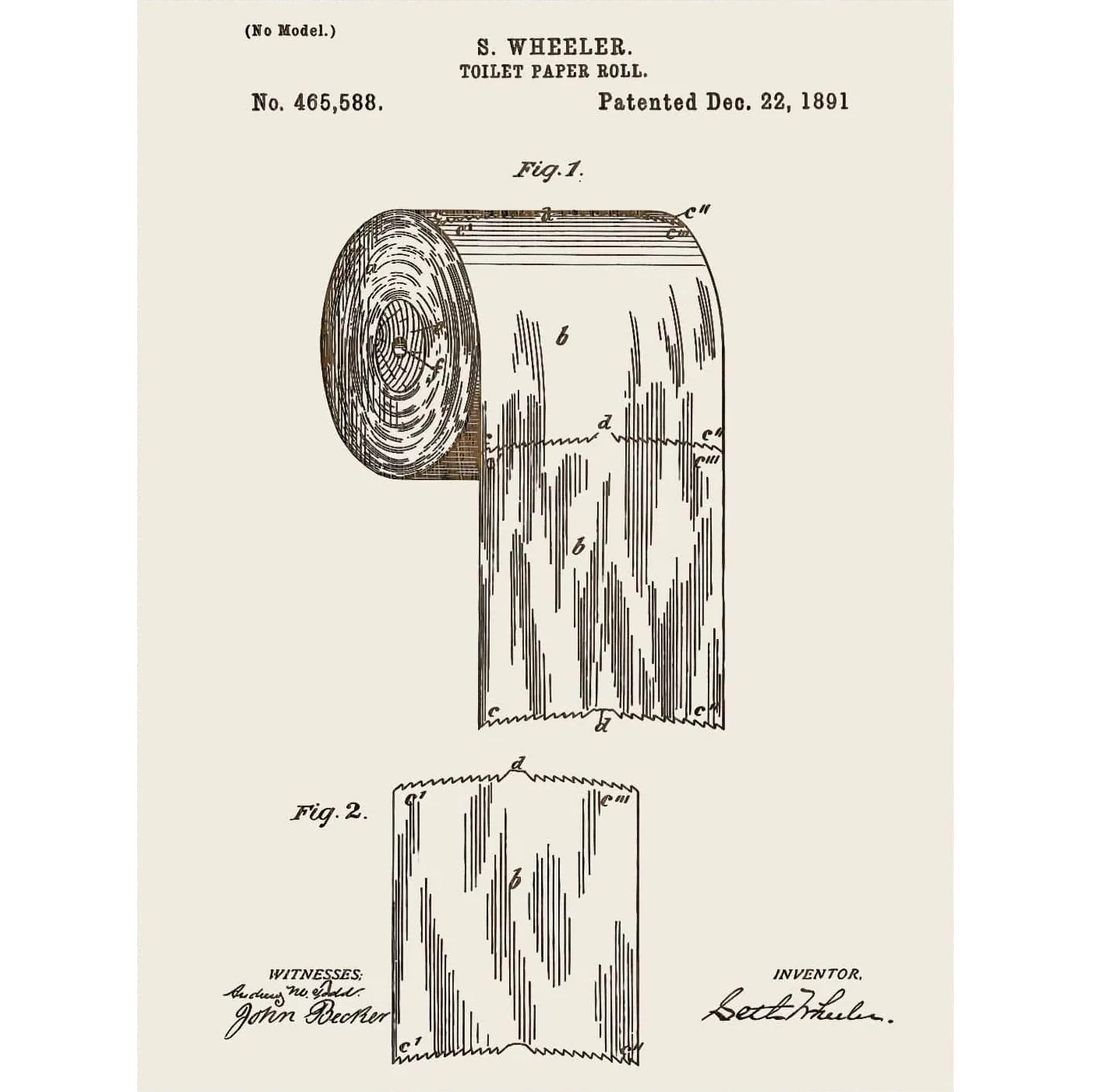 Toilet Paper Patent Schematic, Color: White