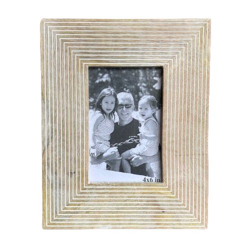 Wood Photo Frame with White Lines