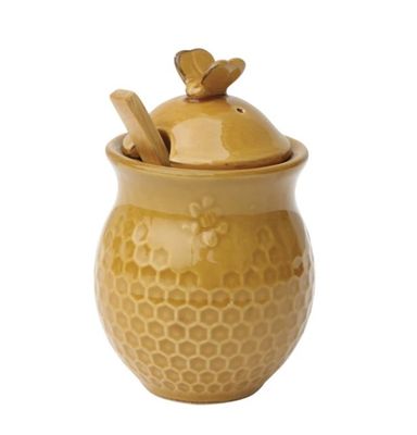 Honey Pot with Wooden Dipper