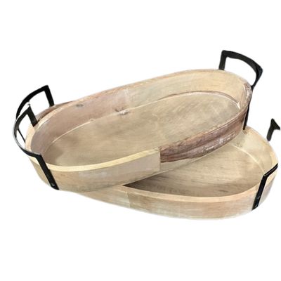 Oval Mango Wood Tray with Handle