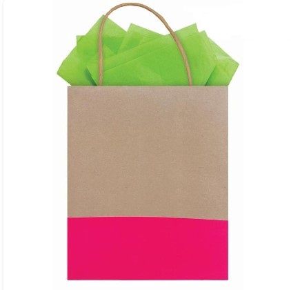Pink Dipped Kraft Gift Bag
