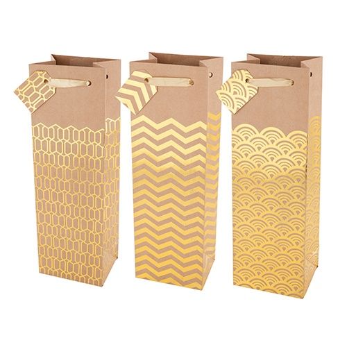 Kraft and Gold Wine Bag