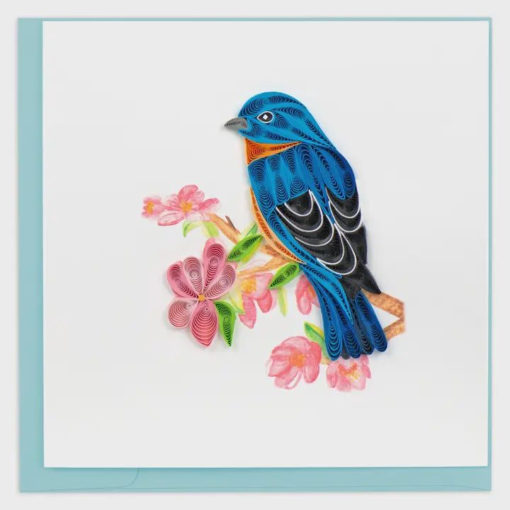 Bluebird on Flower Branch