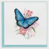 Blue Butterfly &amp; Pink Flowers