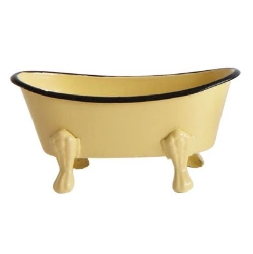 Metal Bathtub Soap Dish - Black Edge, Color: Yellow