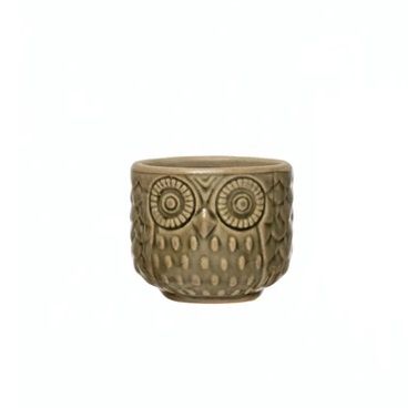 Stoneware Owl Containers, Size: Small