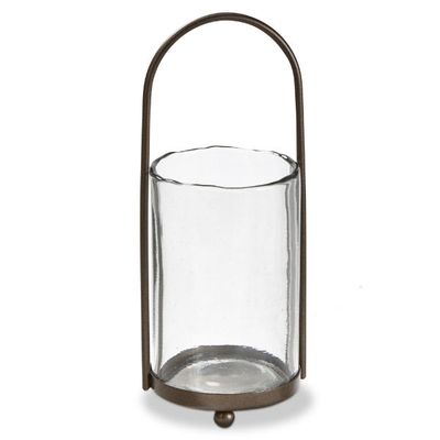 Metal and Glass Hurricane Lantern