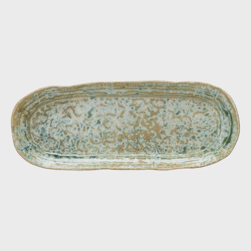 Green Oval Stoneware Platter