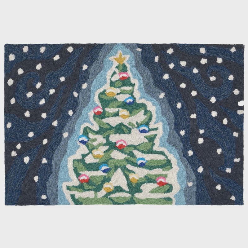Xmas Tree Midnight Indoor/Outdoor Rug 2&#39;x3&#39;
