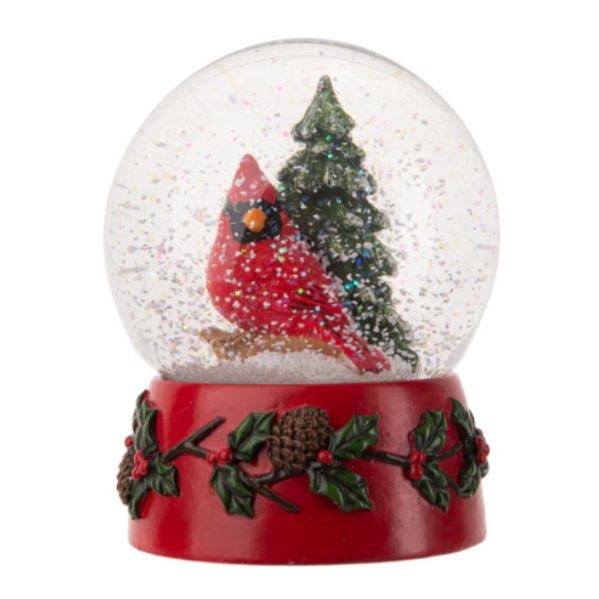 Cardinal Snow Globe, Style: With Tree