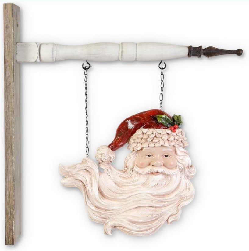 Santa Blowing Beard Hanging Sign