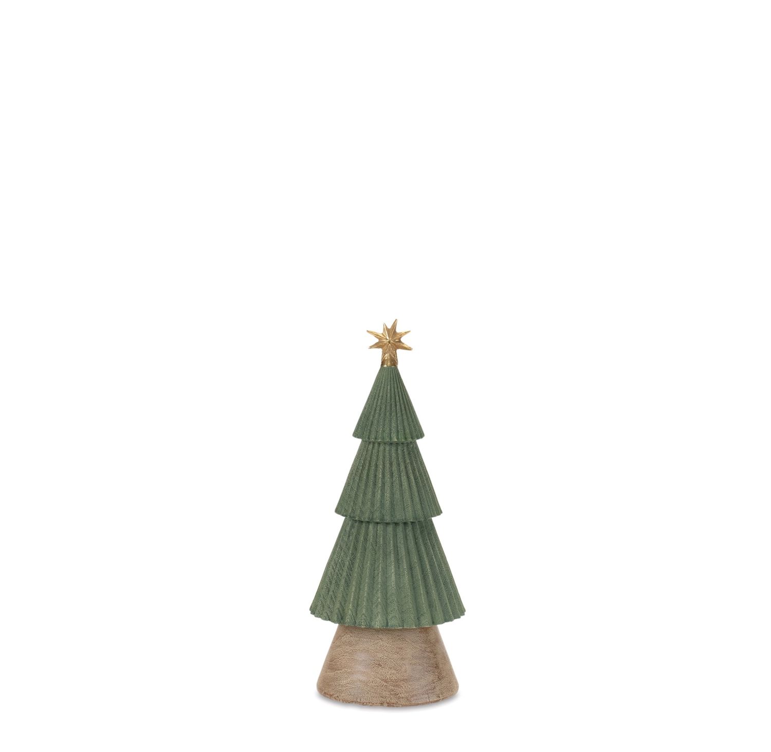 Green Ribbed Tree w/ Gold Star, Size: Small