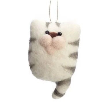 Felt Cat Ornament, Color: White