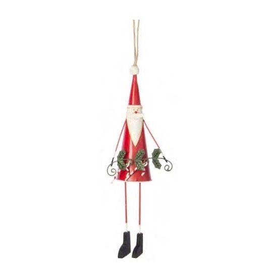 Metal Cone Santa Ornament, Style: Holding Candy Canes