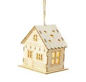 Mini Wood LED Ornament, Style: House