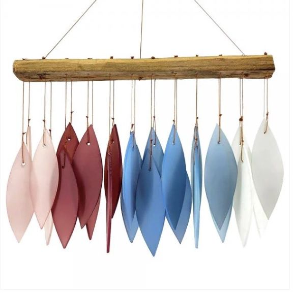 New England Harbor Glass Rectangle Wind Chime