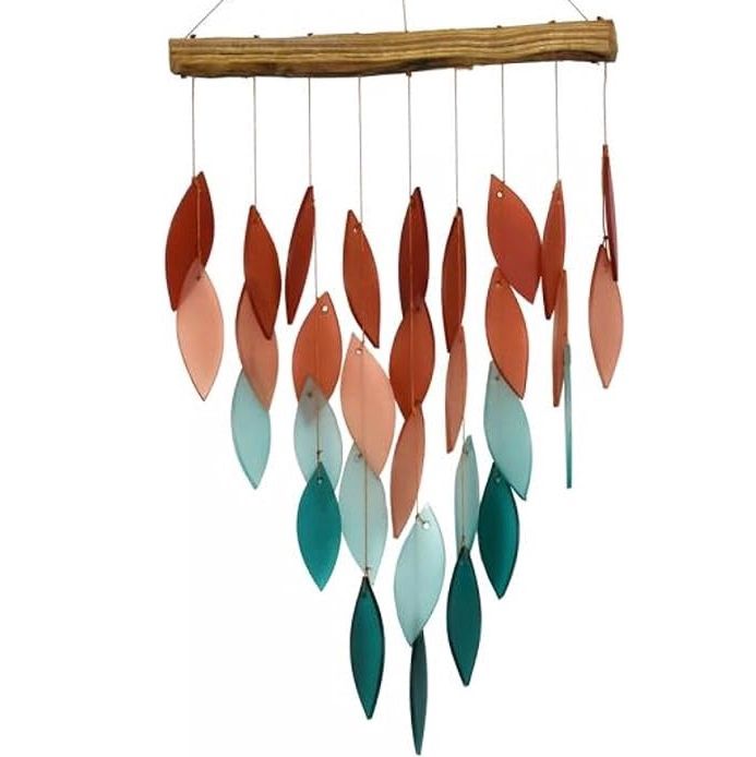 Coral Ombre Glass Waterfall Wind Chime