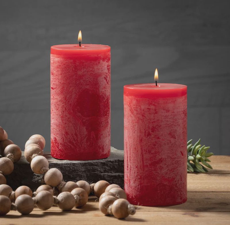 Timber Pillar Candle - Cranberry