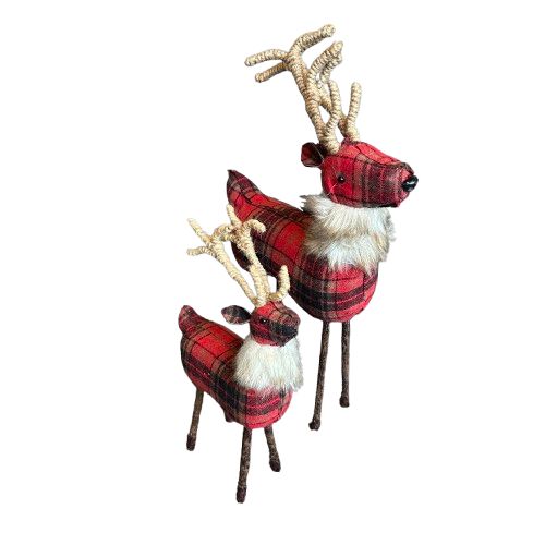 Plaid Reindeer w/ fur - Large 18.5&quot;
