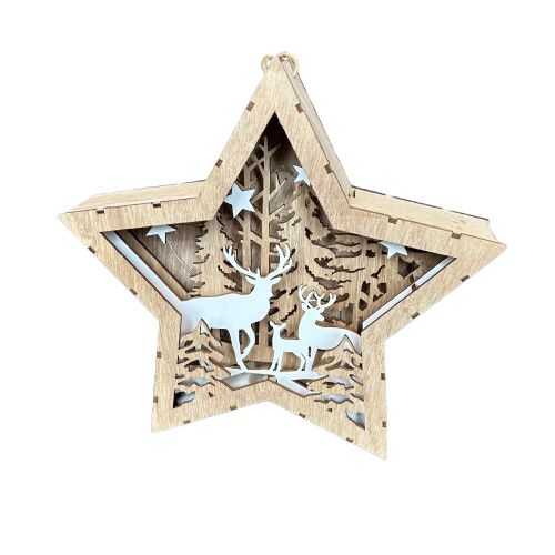 Wooden Light Up Star w/ hanger