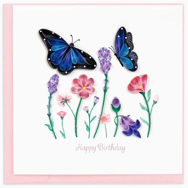 Birthday Flowers &amp; Blue Butterflies