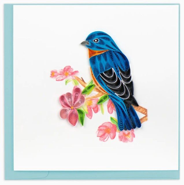 Bluebird on Flower Branch