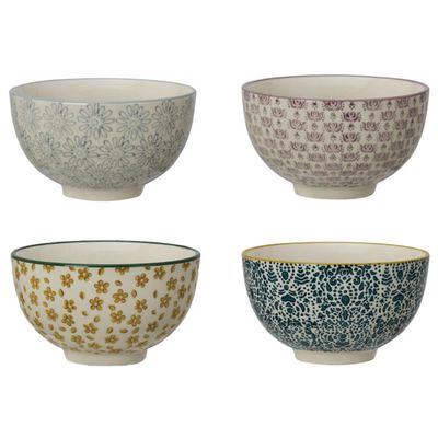 Hand-Stamped Stoneware Bowl