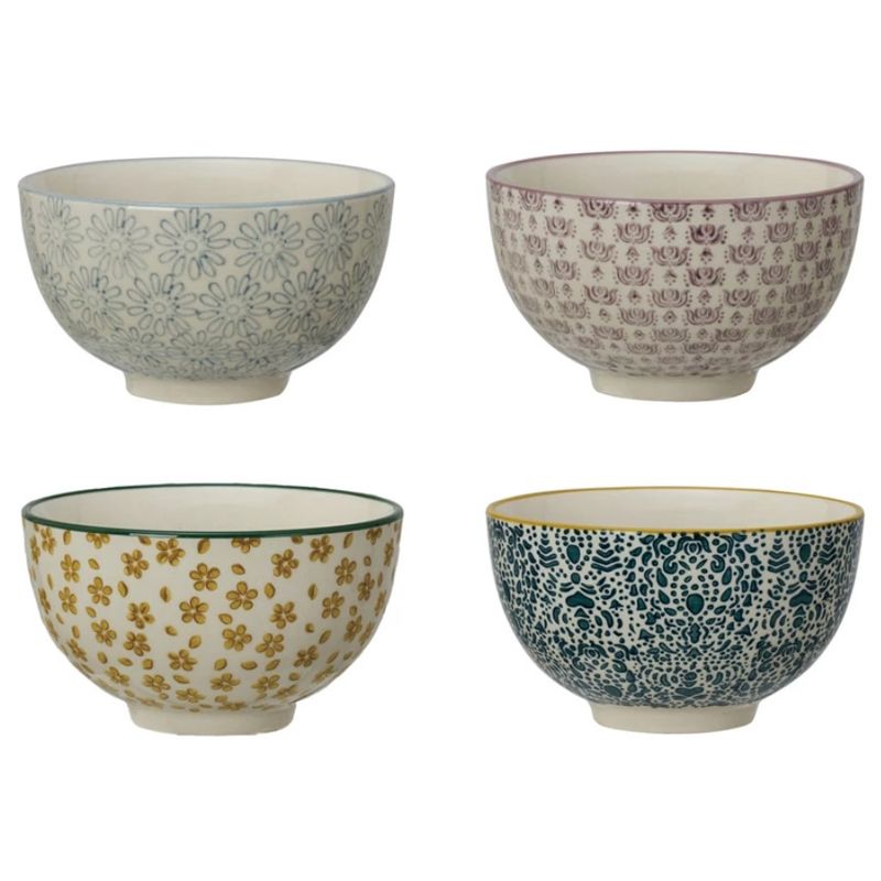 Hand-Stamped Stoneware Bowl