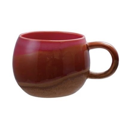 Stoneware Mug w/ Reactive Glaze - 16 oz, Color: Pink/Red