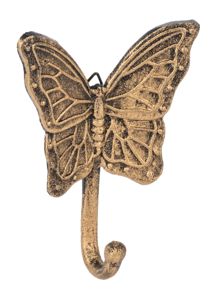 Painted Butterfly Wall Hook, Color: Gold