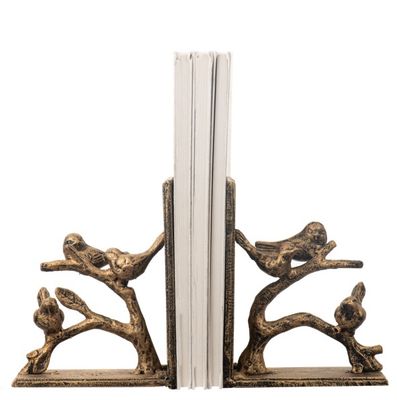 Gold Birds on Branches Bookends