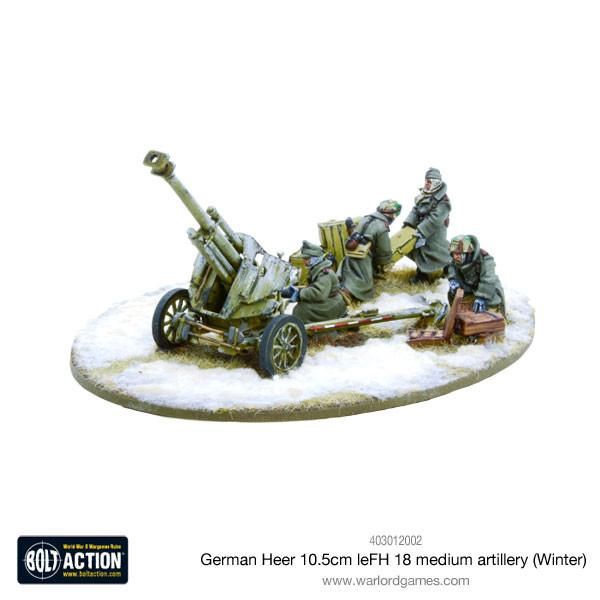 German Heer 10.5cm leFH 18 medium artillery (Winter) (Warlord Direct)